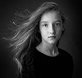 Contemporary black and white portrait of girl taken by Cormac Byrne Photography.  