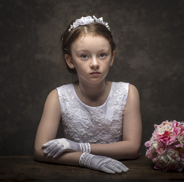 A classic, timeless first Holy Communion portrait at Cormac Byrne Photography, Limerick Ireland.  
