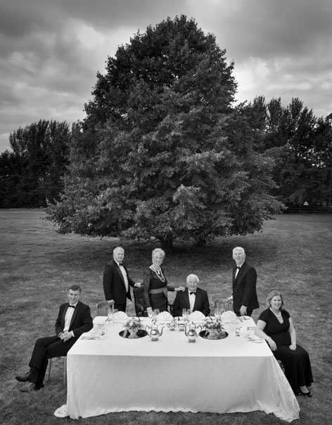 Black and white family portrait of the Fitzgeralds from Adare  