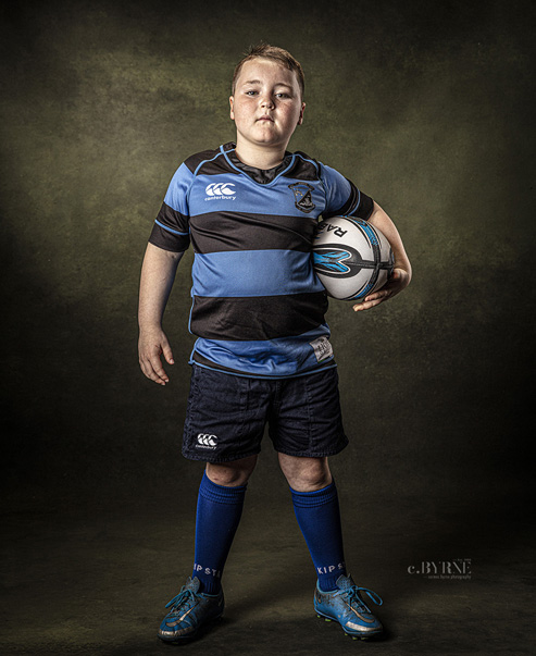Portrait of a little Rugby star by Cormac byrne Photography, Limerick, Ireland.  